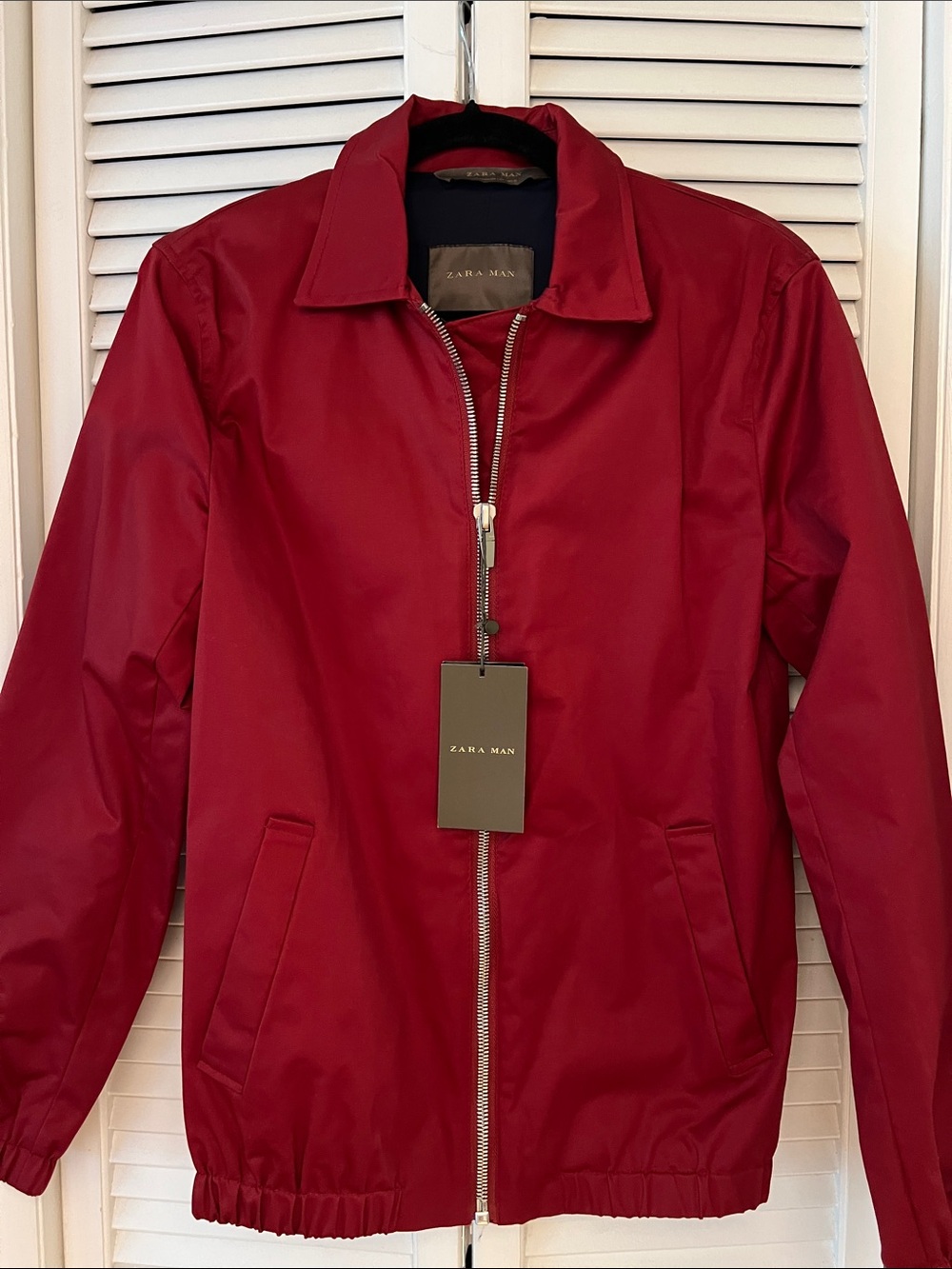 NWT Zara Red Men's Lightweight Bomber Jacket with Zip